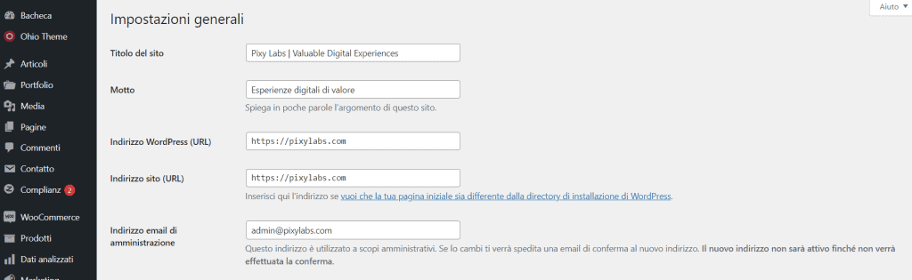 Impostazione email di amministrazione in WordPress