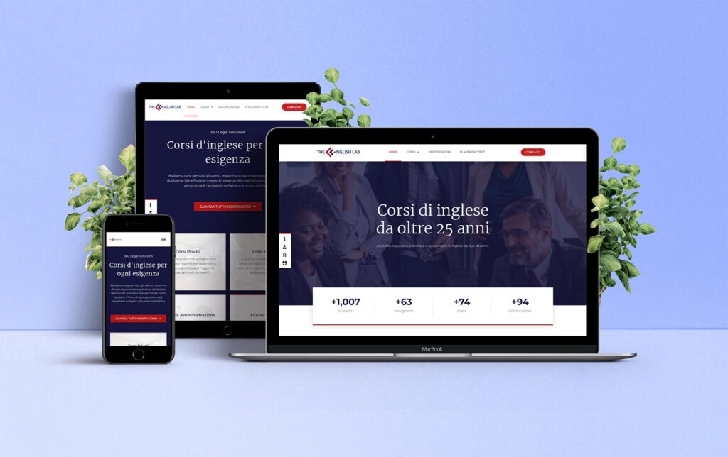 Screenshot del sito web The English Lab